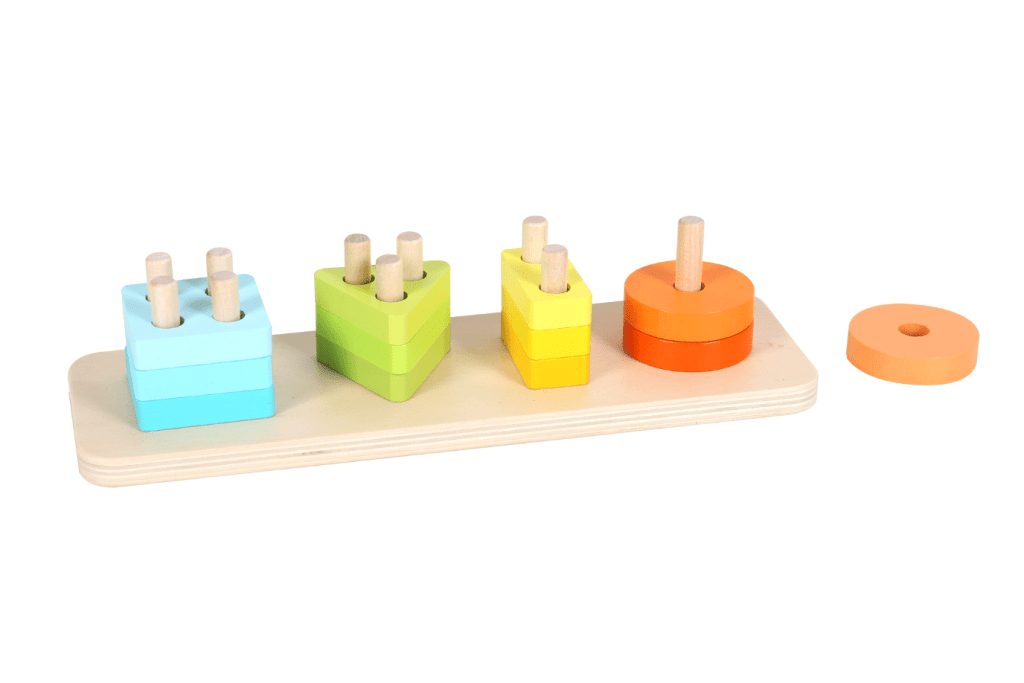 Lovevery The Enthusiast Play Kit, Lovevery Sort &amp; Stack Peg Puzzle, Lovevery promo code, Lovevery discount code, Lovevery buy one piece, Lovevery without subscription, Toronto, Canada, Educare Sorting &amp; Stacking Blocks