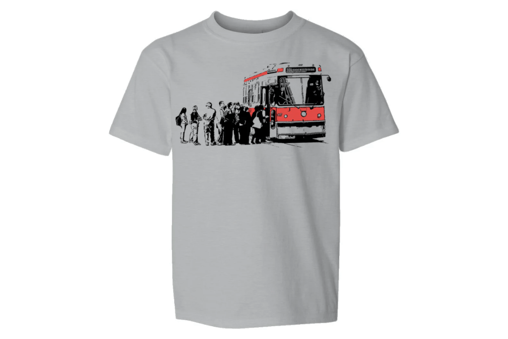 Streetcar Kids T-Shirt, tresnormale, Toronto t-shirts for kids, Toronto souvenirs for kids, 504 streetcar, Made in Canada, The Montessori Room, Toronto, Ontario, Canada. 