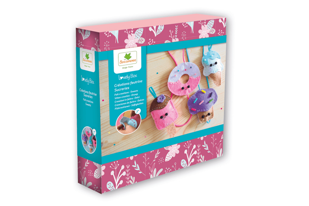 Lovely Box - Small Felt Creations - Sweets, .Sweet Treats Felt Creations - Beginner Sewing Kit, sewing kits for kids, sewing kits for children, sewing kits for little kids, my first sewing kits, Toronto, Canada