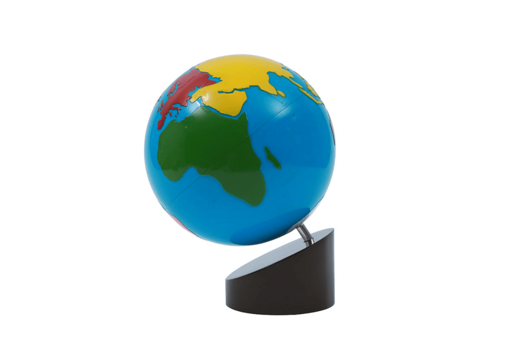 The Coloured Globe of the Continents, Montessori Culture materials, Montessori Geography materials, Montessori classroom materials, budget-friendly Montessori materials, The Montessori Room, Toronto, Ontario, Canada. 