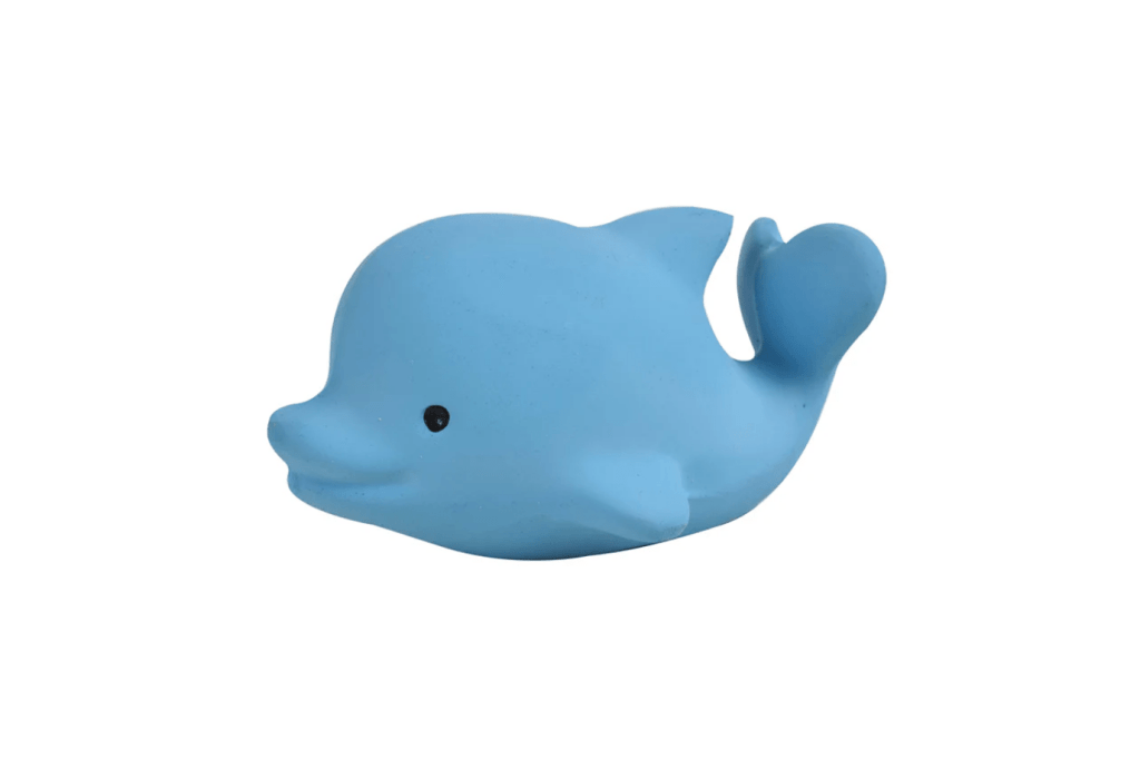 Tikiri Toys USA, Dolphin Organic Natural Rubber Rattle, Teether & Bath Toy