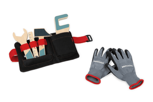 Tool Belt with Wooden Tools and Gloves
