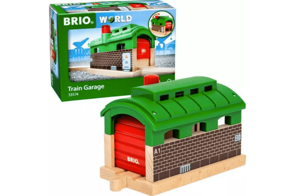 Train Garage, Brio, Wooden train sets, best wooden train sets, wooden train accessories, best gifts for train lovers, The Montessori Room, Toronto, Ontario, Canada. 