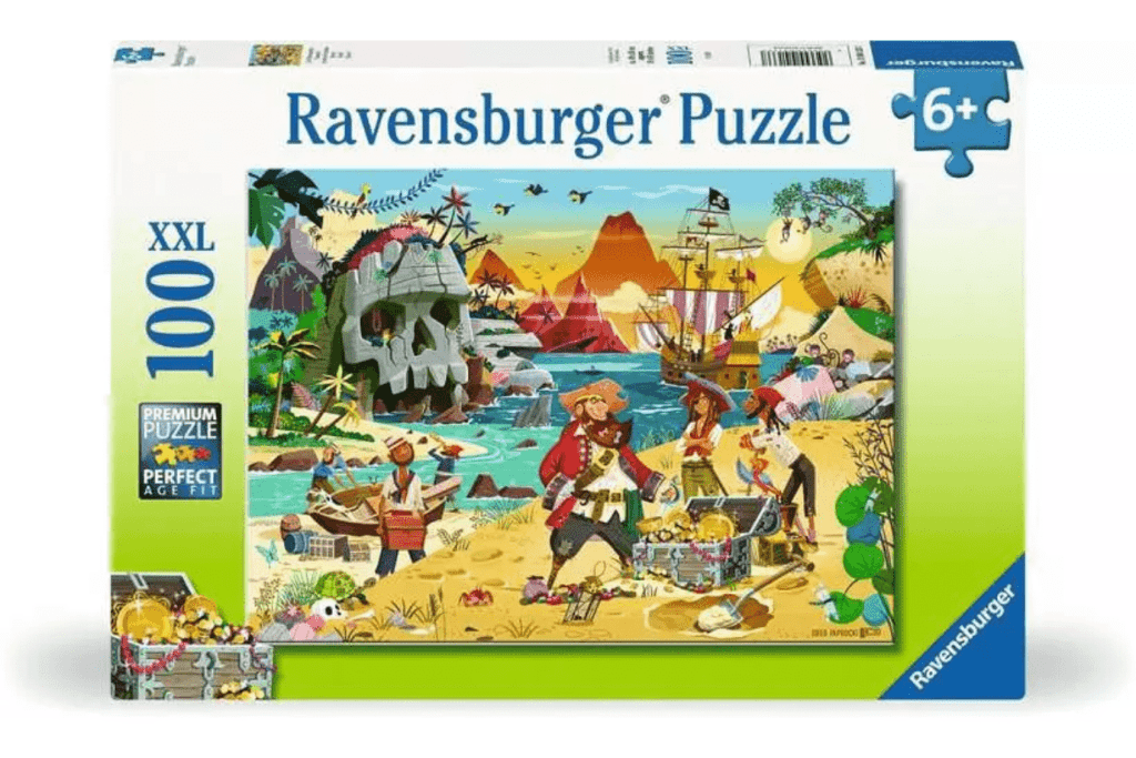 Treasure! 100 Pc Puzzle (Ages 6+), Ravensburger puzzle, jigsaw puzzles for kids, high quality jigsaw puzzles, pirate themed gifts, The Montessori Room, Toronto, Ontario, Canada. 