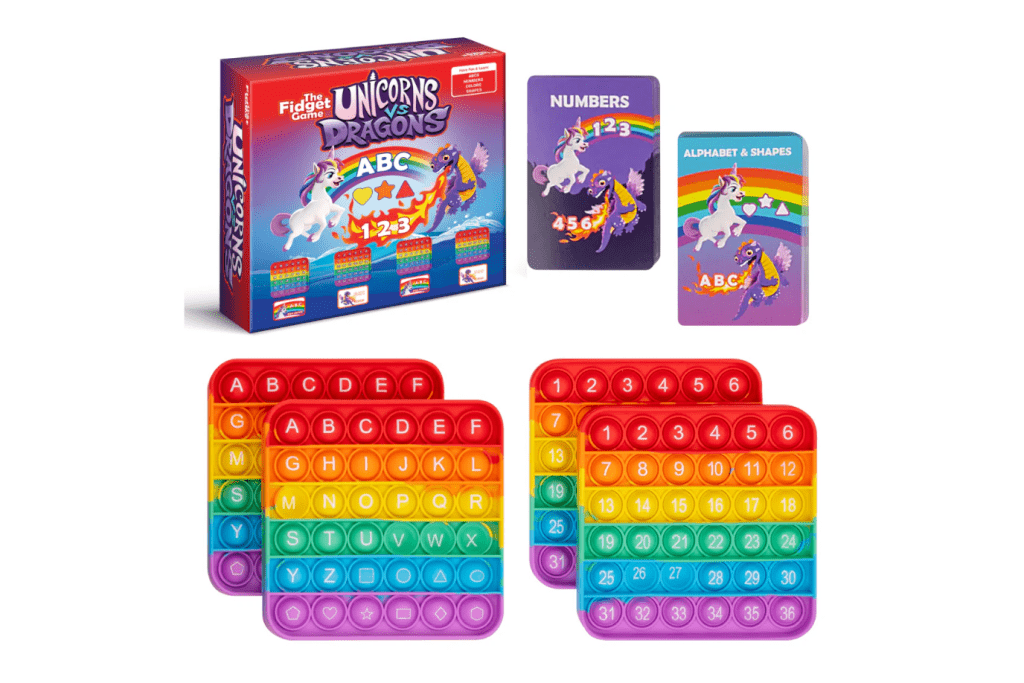 the fidget company Unicorns Vs. Dragons!, teach children the letters of the alphabet, how to teach kids letters, fun way to teach kids letters, teach your toddler to read, lovevery reading bundle, Toronto, Canada