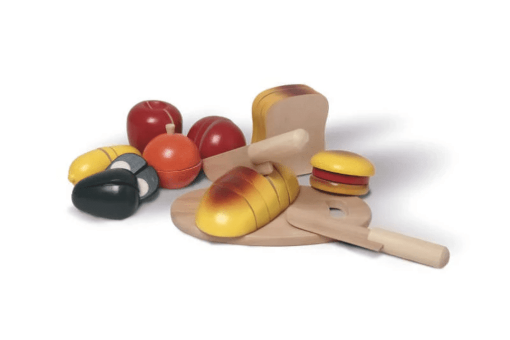 Walter Jumbo Breakfast Set,  wooden cutting set, play kitchen accessories, wooden food, wooden cutting set, imaginative play, open ended play, The Montessori Room, Toronto, Ontario, Canada