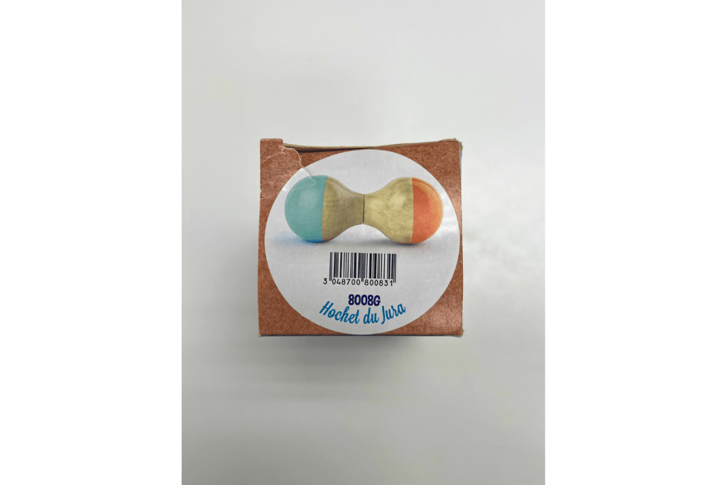 Wooden Maraca Rattle by Vilac (Mint Green & Orange) - Damaged Box - FINAL SALE