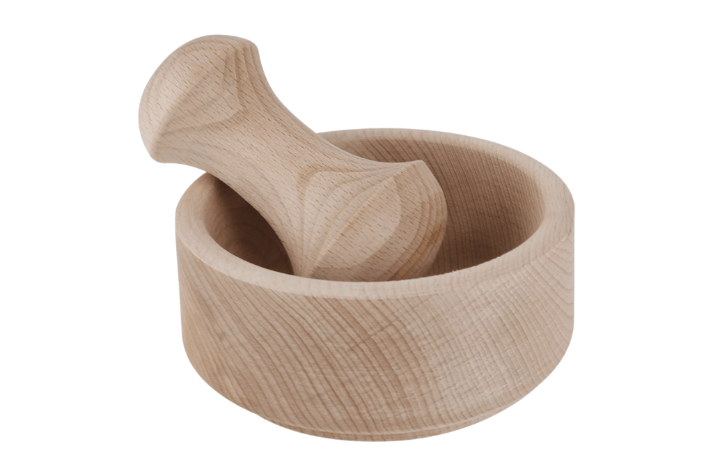 Wooden Mortar and Pestle, Redecker, practical life activities, child-sized food preparation tools, child-sized kitchen tools, child-sized mortar and pestle, The Montessori Room, Toronto, Ontario, Canada. 