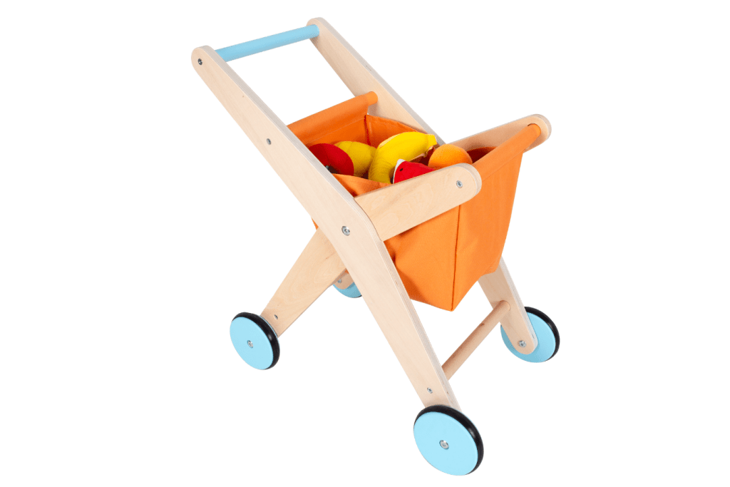 Educare wooden shopping cart, kids wooden shopping cart, best shopping cart for children, best shopping cart for kids, pretend shopping cart for children, Toronto, Canada