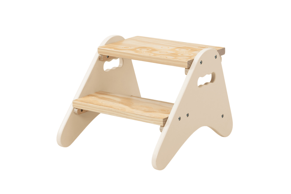 B. Spaces - Peek-a-Boost Ivory, wooden step stool for kids in the bathroom, bathroom step stool for kids, kitchen step stool for kids, step stool for kids, Tenderleaf toys in store Toronto, stool for kids Toronto, step stool for children, bathroom stool for children, wooden stool for kids, Toronto, Canada