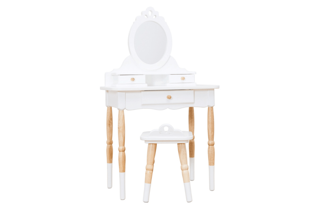 Roleplay - Vanity Table &amp; Stool By Le Toy Van, wooden vanity for kids, neutral vanity for kids, white vanity for kids, simple vanity for little kids, le van toy vanity, le toy van vanity, Toronto, Canada