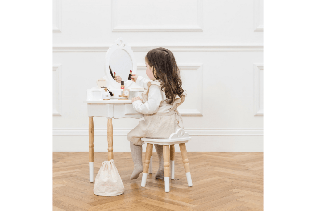 Wooden Vanity Table & Stool