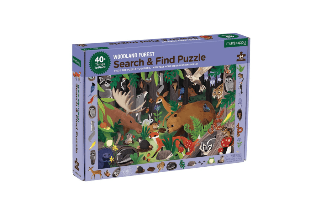 Woodland Forest Search & Find Puzzle, Mudpuppy, best jigsaw puzzles for kids, The Montessori Room, Toronto, Ontario, Canada. 