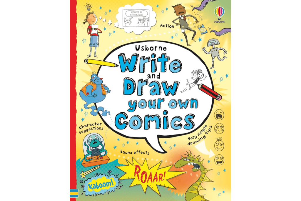 Write and Draw Your Own Comics, Usborne, drawing books for kids, learn to draw comic books, learn to draw comic strips, creative drawing books for children, 5 years and up, art books for children, The Montessori Room, Toronto, Ontario, Canada.