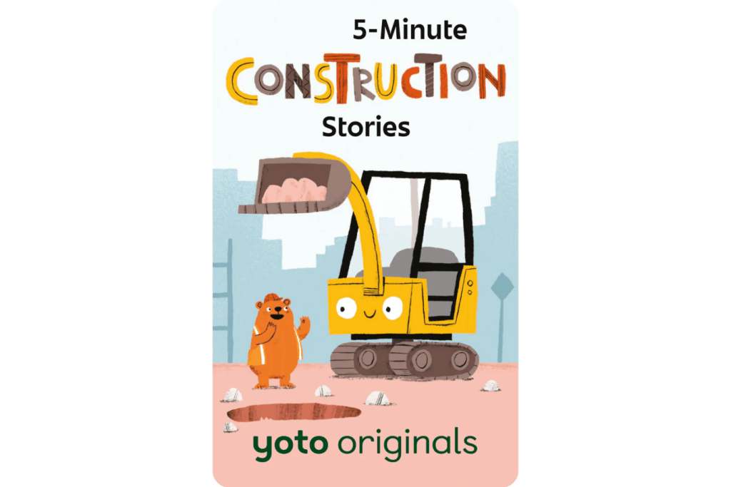 Yoto Card: 5-Minute Construction Stories, Yoto Player, Yoto Mini, Yoto cards Toronto, Yoto cards in store, The Montessori Room, Toronto, Ontario, Canada. 