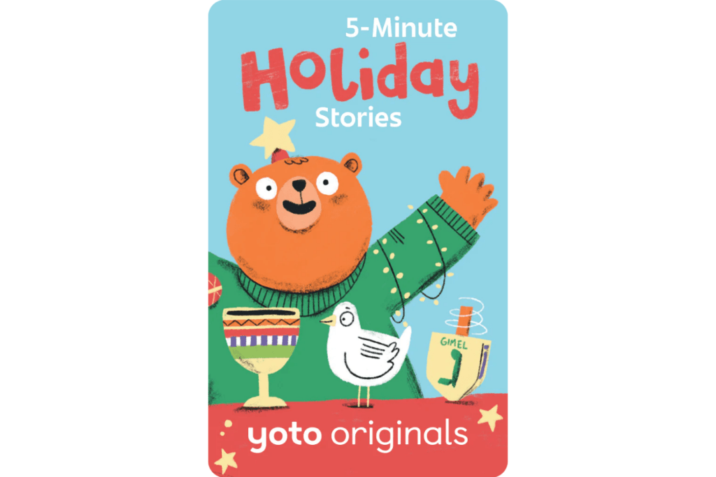Yoto Card: 5-Minute Holiday Stories, Yoto cards in store, Yoto cards Toronto, Christmas yoto cards, Hanukkah yoto cards, The Montessori Room, Toronto, Ontario, Canada. 