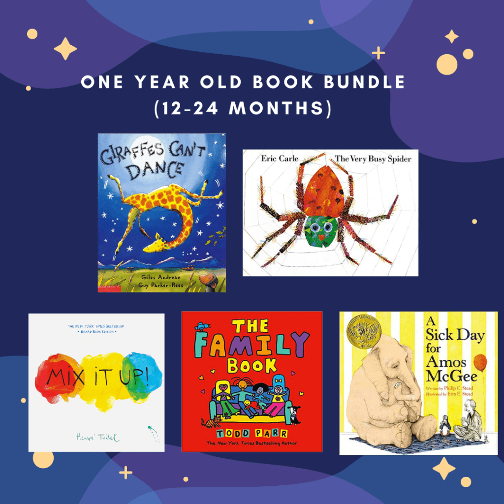 Book Bundle (12-24 Months) - The Montessori Room, Toronto, Ontario, Canada, best books for 12-24 month old, book bundle, Mix it up, giraffes can't dance, the very busy spider, a sick day for amos mcgee, the family book, gift for 1 year olds, gifts for 2 year olds