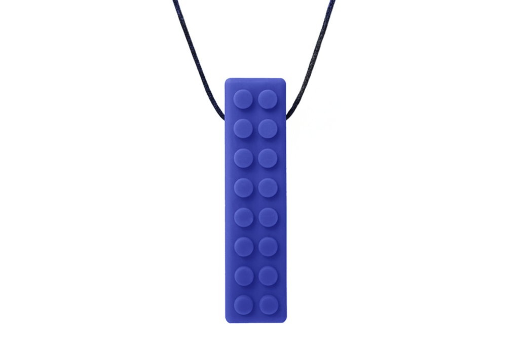 ARK's Brick Stick® Textured Chew Necklace, various colours and toughness levels, oral fidget, self-regulation tools, oral motor therapy tools, Chewlery, 5 years and up, The Montessori Room, Toronto, Ontario, Canada.