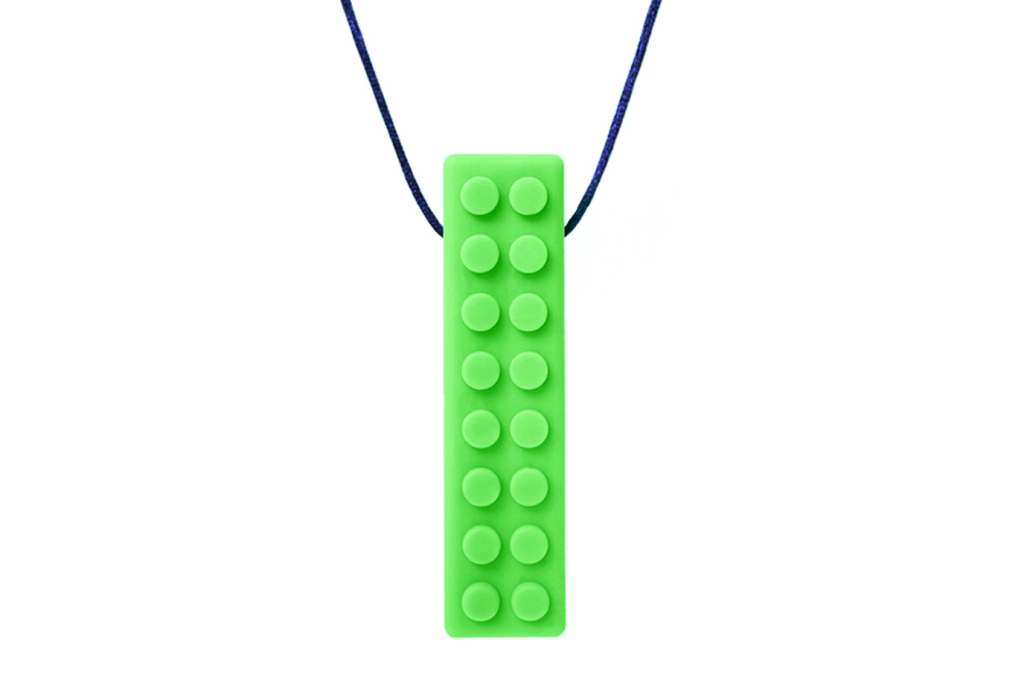 ARK's Brick Stick® Textured Chew Necklace, various colours and toughness levels, oral fidget, self-regulation tools, oral motor therapy tools, Chewlery, 5 years and up, The Montessori Room, Toronto, Ontario, Canada.