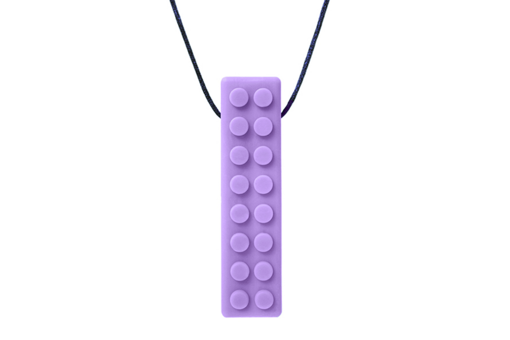 ARK's Brick Stick® Textured Chew Necklace, various colours and toughness levels, oral fidget, self-regulation tools, oral motor therapy tools, Chewlery, 5 years and up, The Montessori Room, Toronto, Ontario, Canada.