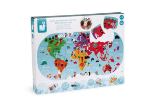 Bath Explorers Map - The Montessori Room, Toronto, Ontario, Canada, Janod, Janod puzzle, bath toys, map of the world bath toy, educational toys, educational bath toys, bath games