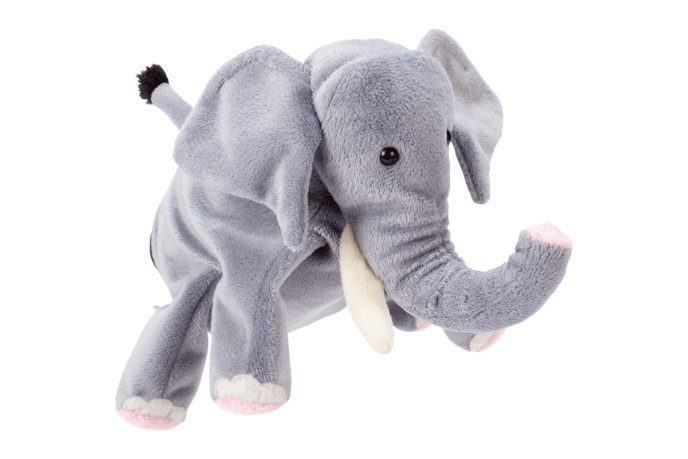 Elephant Handpuppet, Beleduc, Beleduc handpuppets, hand puppets, role play toys, social emotional toys, plush toys, puppets for kids, puppets for adults, puppets for teachers, animal puppets, best puppets for kids, The Montessori Room, Toronto, Ontario, Canada, The Play Kits by Lovevery, Lovevery, Montessori toy subscription, buy Lovevery item individually, Lovevery Canada, Lovevery in store, The Storyteller Play Kit 40 to 42 months