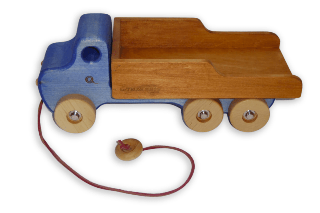 Wooden Transport Truck - The Montessori Room, Le Trusquin Boutique, Made in Canada, Toronto, Ontario, wooden truck, wooden dump truck, beautiful trucks, Little Blue Truck