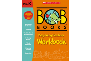 Bob Books:  Beginning Readers Workbook, Workbook for Alphabet sets, Workbook for Beginning Readers sets, Workbook for Rhyming Words sets, teaching children to read, best books for teaching children to read, pre-k, kindergarten, best-selling learn to read series, colouring pages, word searches, rhyming games, counting, stickers, certificate of achievement, The Montessori Room, Toronto, Ontario, Canada. 
