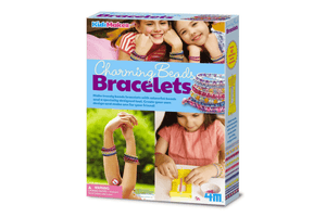Bracelet Making Kit with Beads, 4M, 5 years and up, includes string, beads and craft tool, detailed instructions included, enough materials for 10 bracelets, fine motor skills, creativity, best gifts for 6 year olds, best gift for 7 year old, best gift for 8 year old, best gift for 9 year old, best gift for 10 year old, The Montessori Room, Toronto, Ontario, Canada. Charming Beads Bracelets.
