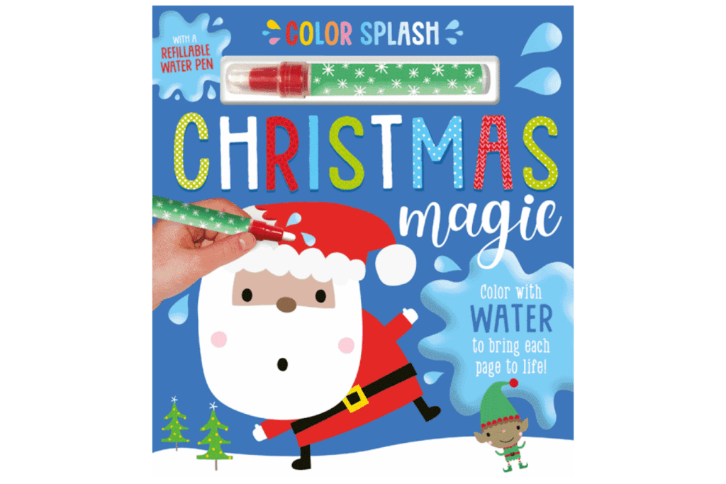 Christmas Magic: Colour Splash by Make Believe Ideas, 12 pages of magic water ink activities, includes a reusable refillable water pen, children 3 and up, Christmas gift for 3 - 6 year old, The Montessori Room, Toronto, Ontario, Canada. 