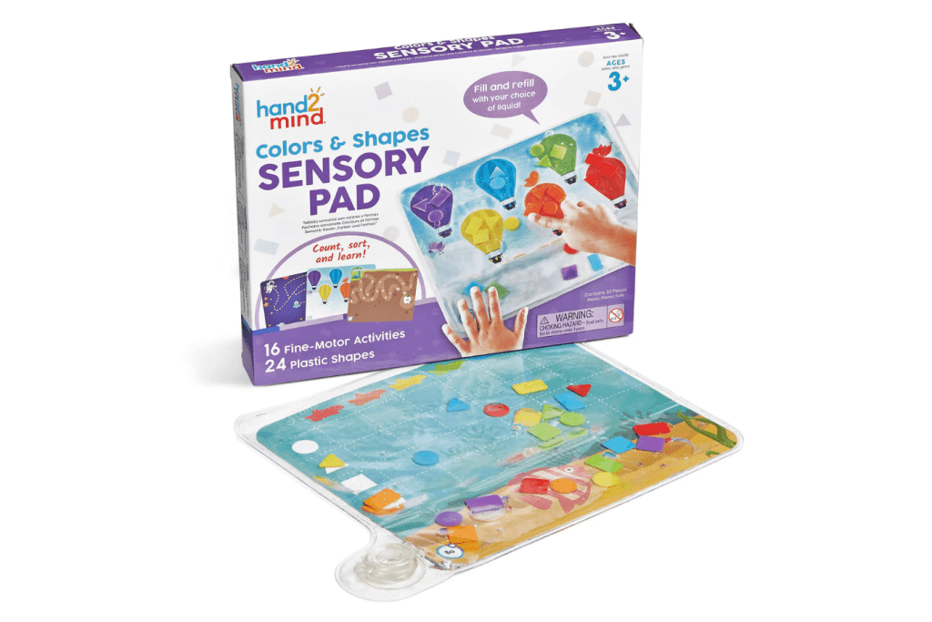 Colours & Shapes Sensory Pad, hand2mind, Sensory toys, travel toys, fidget toys, toys that help with self-regulation, The Montessori Room, Toronto, Ontario, Canada. 