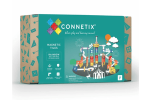 Connetix Tiles 92 Piece Ball Run Pack, magnetic marble run, magnetic ball run, magnetic toys, building toys, magnetic building toys, rainbow magnetic tiles, best toys for kids, holiday gift ideas for kids, best marble run for kids, educational toys, STEM toys, open ended play, imaginative play, The Montessori Room, Toronto, Ontario, Canada