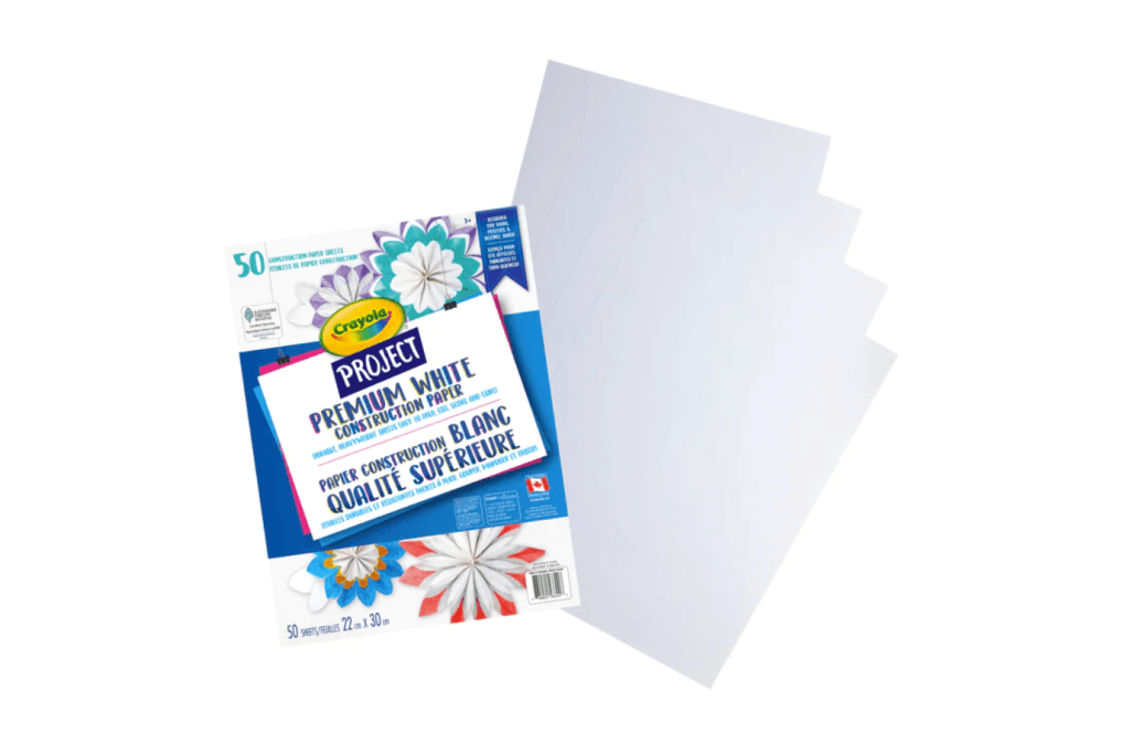 Crayola Premium White Construction Paper (50 Sheets), art supplies for kids, craft supplies for kids, high quality white paper for kids, imaginative play, creative play, paper for children, white project paper, The Montessori Room, Toronto, Ontario, Canada. 