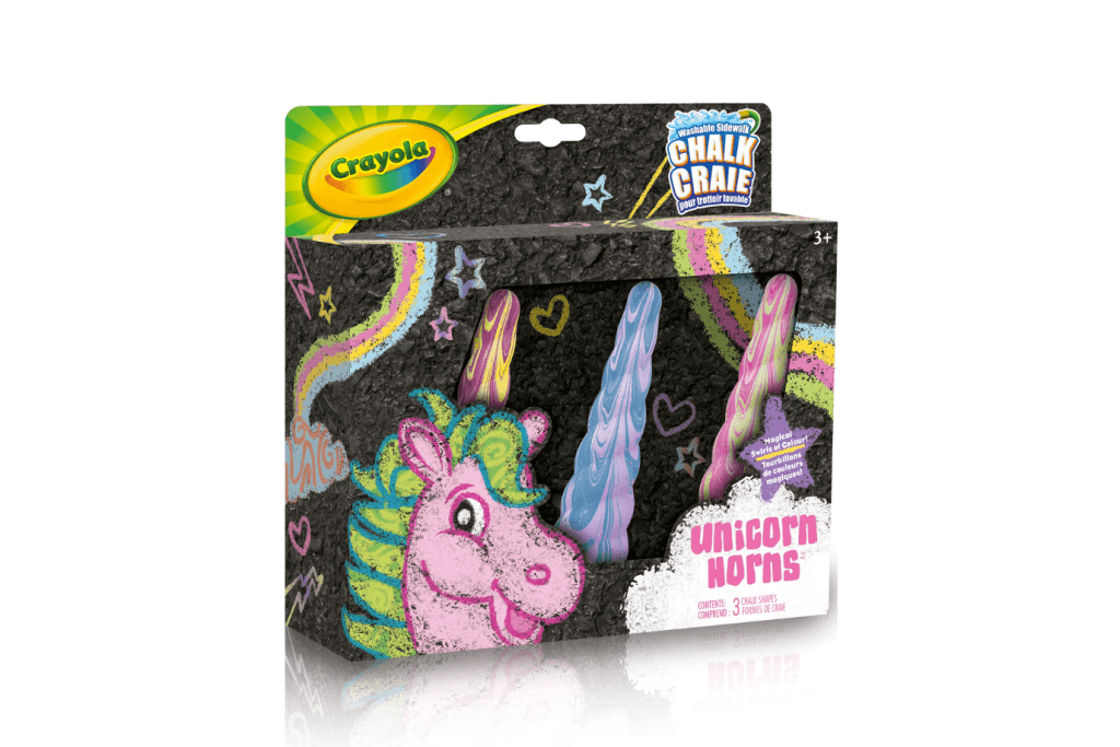 Crayola Unicorn Sidewalk Chalk (3 Count), Sidewalk chalk for kids, Outdoor toys for kids, Outdoor art, creative play, imaginative play, gifts for unicorn lovers, washable chalk for kids, The Montessori Room, Toronto, Ontario, Canada. 