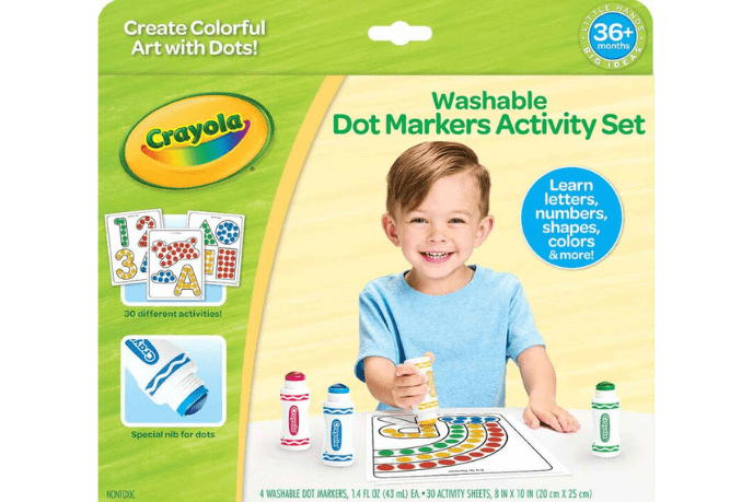 Crayola Washable Dot Markers Activity Set, Crayola, bingo dabbers for kids, washable bingo dabbers, bingo dabber activities for kids, dot marker activities, art for kids, fine motor skills, educational activities, art with dots, The Montessori Room, Toronto, Ontario, Canada