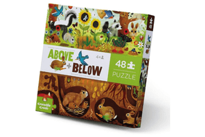  Above & Below Backyard Discovery Puzzle, Crocodile Creek, floor puzzle, jumbo puzzle, giant floor puzzle, 48 piece puzzle, best puzzle for 4 year olds, animal puzzles, educational puzzles, animal habitats, backyard animals, The Montessori Room, Toronto, Ontario, Canada
