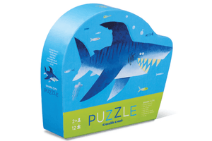 Crocodile Creek Mini Puzzle - Shark City, The Montessori Room, Toronto, Ontario, Canada, jigsaw puzzles for toddlers, first jigsaw puzzle, 12 piece jigsaw puzzle, shark lover, shark puzzle, puzzles for kids, crocodile creek puzzle.