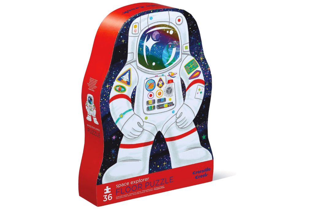 Crocodile Creek Space Explorer Puzzle (36 pieces, Ages 3-6), floor puzzles for kids, best science puzzles for a 3 year old, best puzzles for a 4 year old, best puzzles for a 5 year old, space puzzles, science puzzles for children, planet puzzles, science gifts for kids, Toronto, Canada