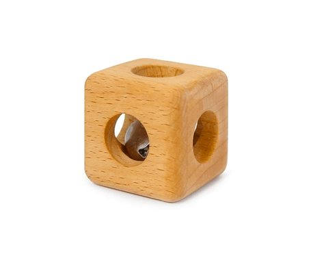 Cube with Bell Montessori Natural Wood Rattle, Toronto, Canada, Infant Montessori Toys