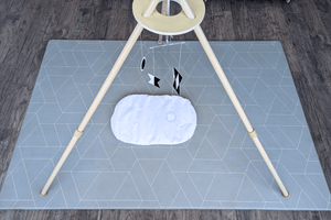 Extra tall baby gym for Montessori mobiles, Toronto, Canada, simple wooden play gym for babies, infants, Toronto, Canada, Gobbi mobile, Octahedron, Munari mobile