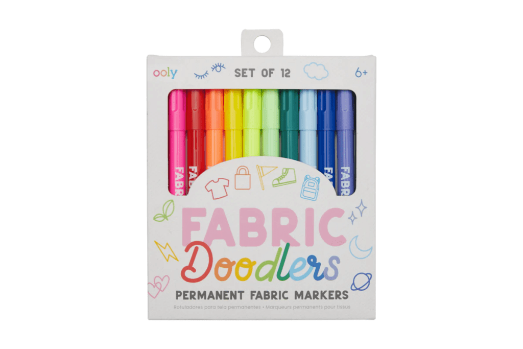 Fabric Doodlers Markers (Set of 12), The Montessori Room, Toronto, Ontario, fabric markers by Ooly, Ooly art materials, permanent fabric markers, won't come off in the wash, toys for future fashion designer, art materials, craft materials, imagination, creativity