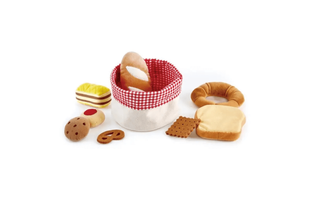 Felt Bread Basket by Hape, Hape Toddler Bread Basket, toys for pretend play, best pretend play toys, 18 months and up, toddler pretend play, The Montessori Room, Toronto, Ontario, Canada. 