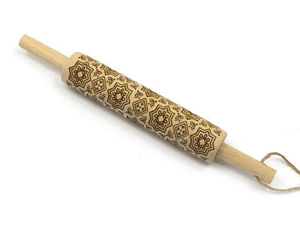 Flower print rolling pin, natural wood rolling pin for play dough, playdough, Toronto, Canada