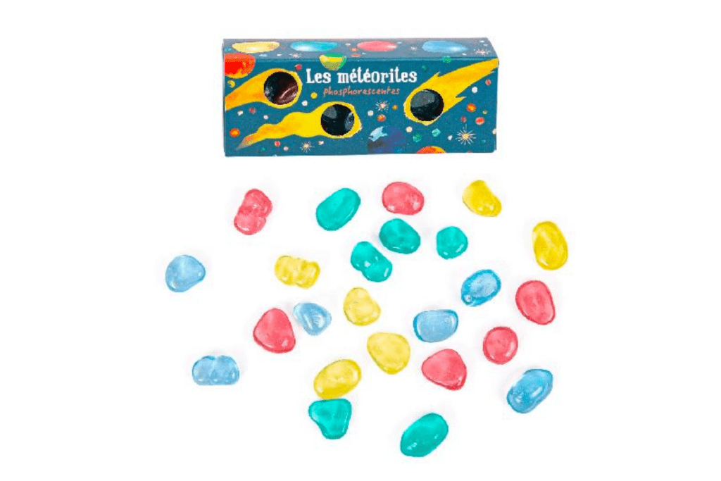 Petites Merveilles - Glow-in-Dark Meterorites By Moulin Roty, best stocking stuffers for kids, best Easter basket fillers for kids, colourful rocks, sensory bin additions, loose parts play, glow in the dark rocks, light up rocks, Toronto, Canada