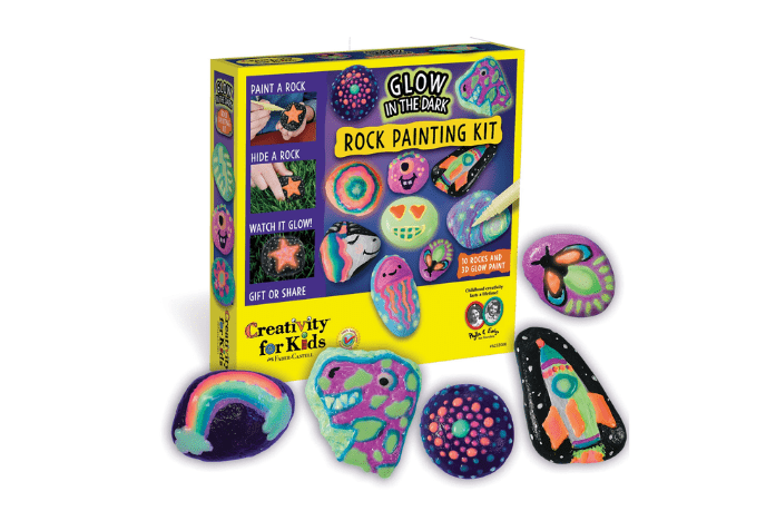 Glow in the Dark Rock Painting Kit - The Montessori Room, Toronto, Ontario, Canada, Creativity for Kids, Faber-Castell, arts and crafts for kids, creative toys, art, rock painting, outdoor crafts, glow in the dark