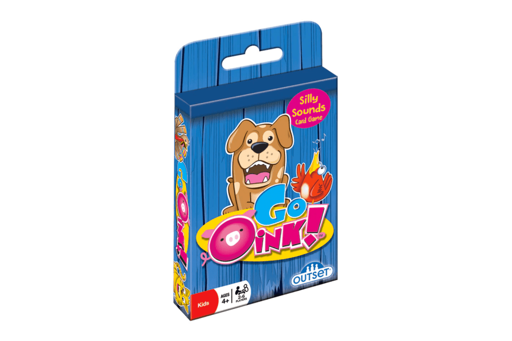Go Oink! Card Game Outset, Travel games for kids, best cards games for kids, card games for kindergarteners, games for family game night, family game night little kids, Toronto, Canada