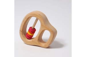 Grimm's Klipp Klapp Red, Grimm's Toys, Grimm's rattle, Grimm's teething toy, Grimm's wooden rattle, wooden rattle for baby, wooden teething toy, best toys for baby, best rattle for baby, best gift for an infant, best baby registry toy, The Montessori Room, Toronto, Ontario, Canada, sensory toys for baby