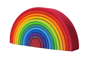 Grimm's Large Rainbow - 12 pcs, Grimm's Toys, Grimm's Rainbow, bestselling Grimm's toys, wooden rainbow, stacking rainbow, stacking toy, building toy, best toy on the market, best wooden toy, bestselling wooden toy, The Montessori Room, Toronto, Ontario, Canada, baby registry ideas, gifts for children, imaginative play, open ended toys