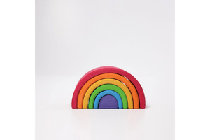 Grimm's medium Rainbow - 6 pieces, Grimm's Toys, Grimm's rainbow, Grimm's wooden toys, best wooden toys, wooden rainbow stacker, wooden rainbow tunnel, building toys, educational toys, made in Europe, open-ended toy, imaginative toys, The Montessori Room, Toronto, Ontario, Canada