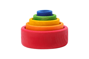 Grimm's Rainbow Stacking Bowls (Red), Grimm's Toys, Grimm's stacking bowls, Grimm's rainbow toys, wooden toys, best wooden toys, best stacking toys, educational toys, imaginative toys, open ended toys, The Montessori Room, Toronto, Ontario, Canada